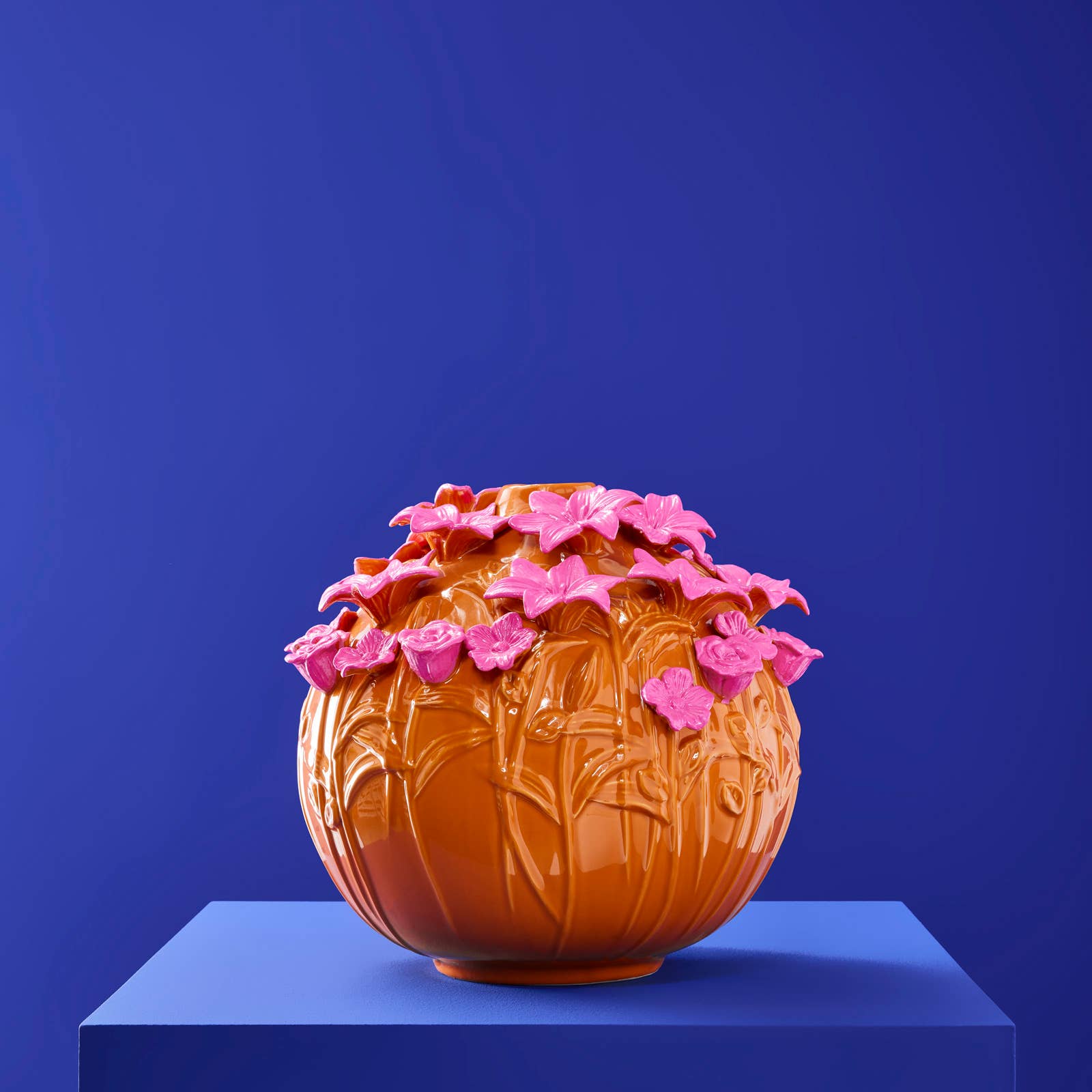 Vase Verano, Grès Orange/Rose, 34 x 29,5 cm
