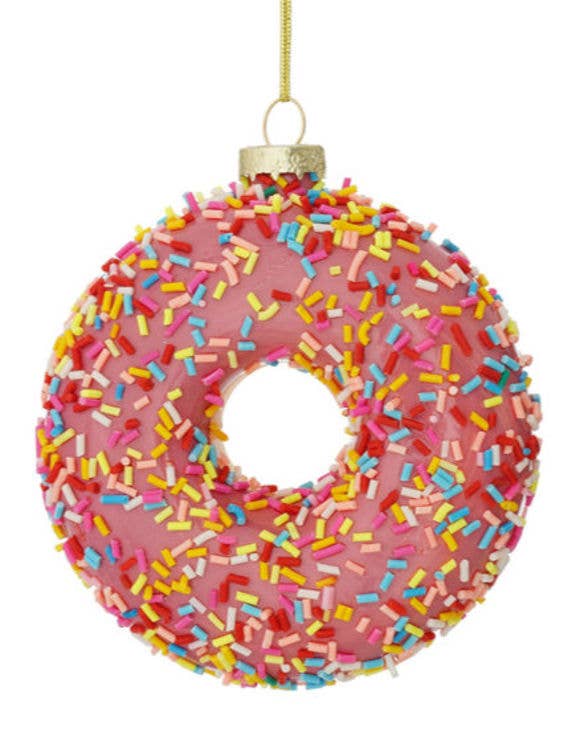 Weihnachtskugel in Form eines rosa Donuts