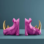 S/2 Nashorn-Buchstützen, Magenta, 39,5 x 14,2 x 20,5 cm