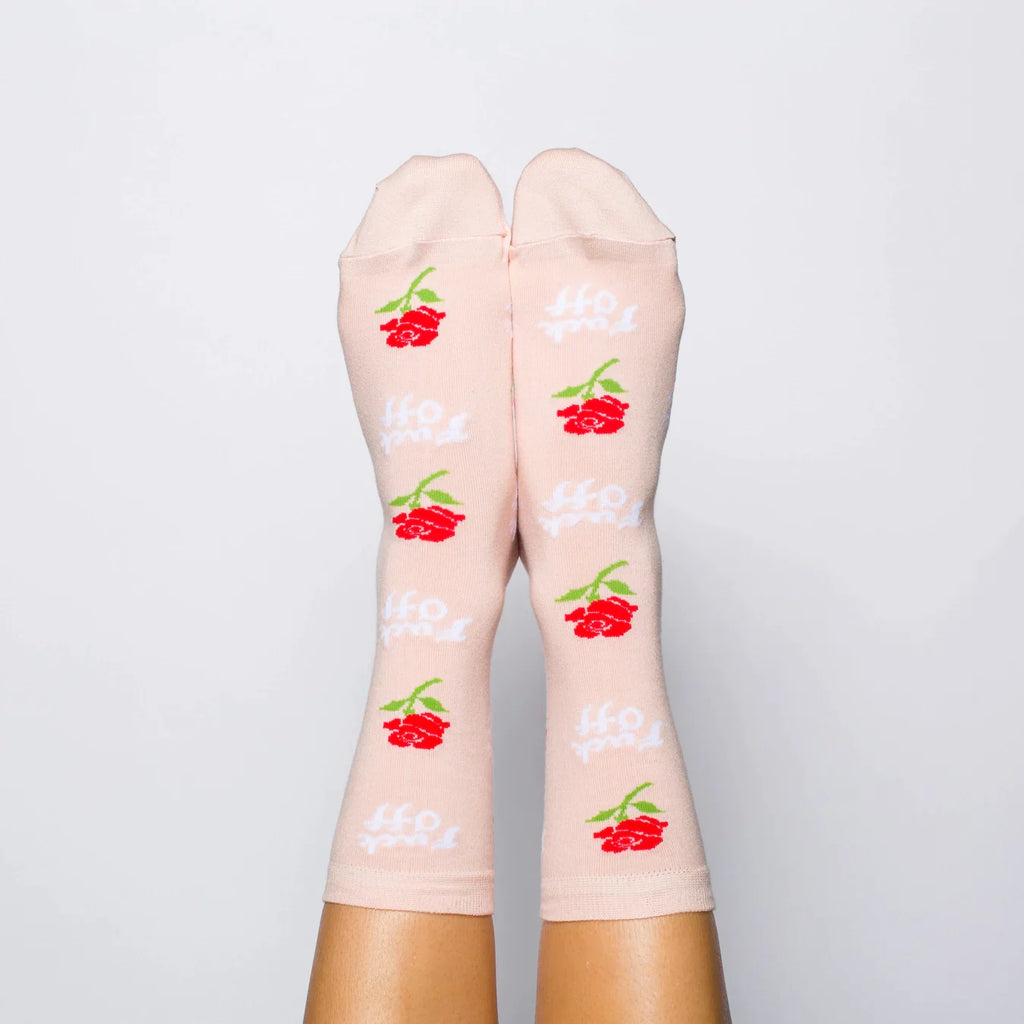 Chaussettes Roses "Fuck Off" | Objetos de diseño y regalos originales