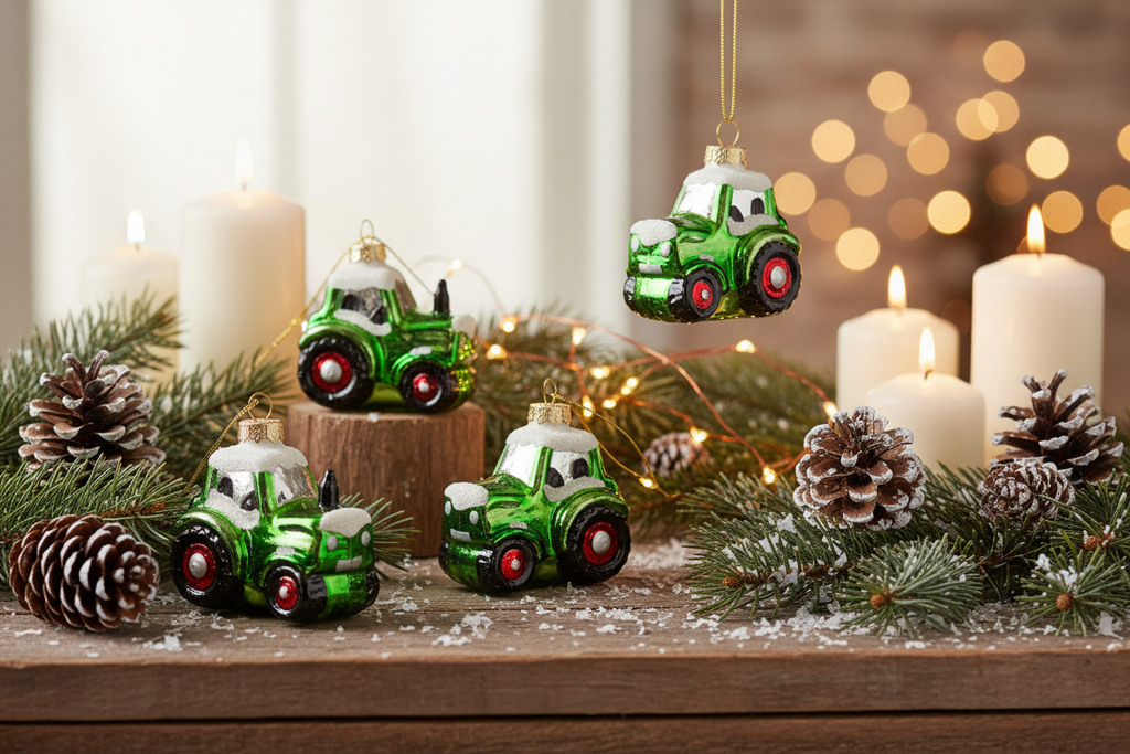 Boules de Noël Tracteur Vert 3-Pack | Design e regali originali