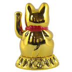 Chat chanceux solaire doré 18cm