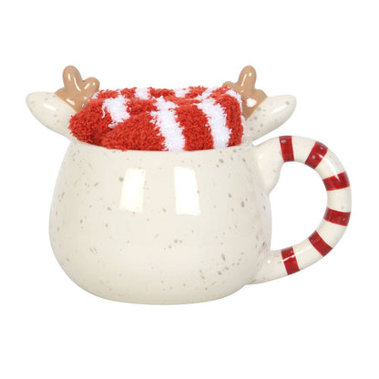 Ensemble tasse et chaussettes de Noël Rudolph Reindeer