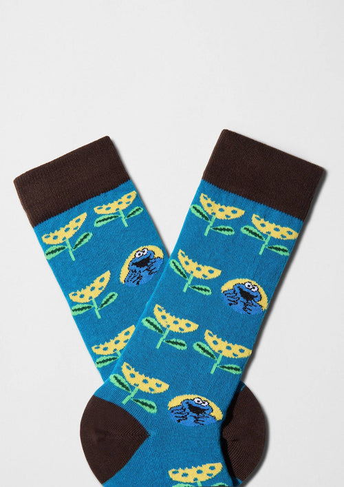 BeSesameStreet Cookie Monster Fleur - coton biologique