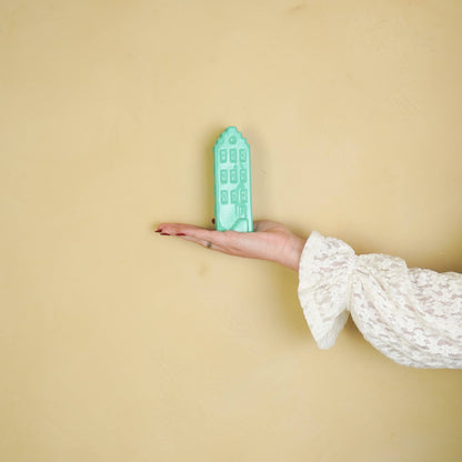 Flower vase - Home vase - Ceramic - Sea green - 5x4.5x14.5 cm