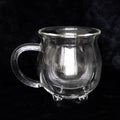 Mug chaudron en verre double paroi transparent