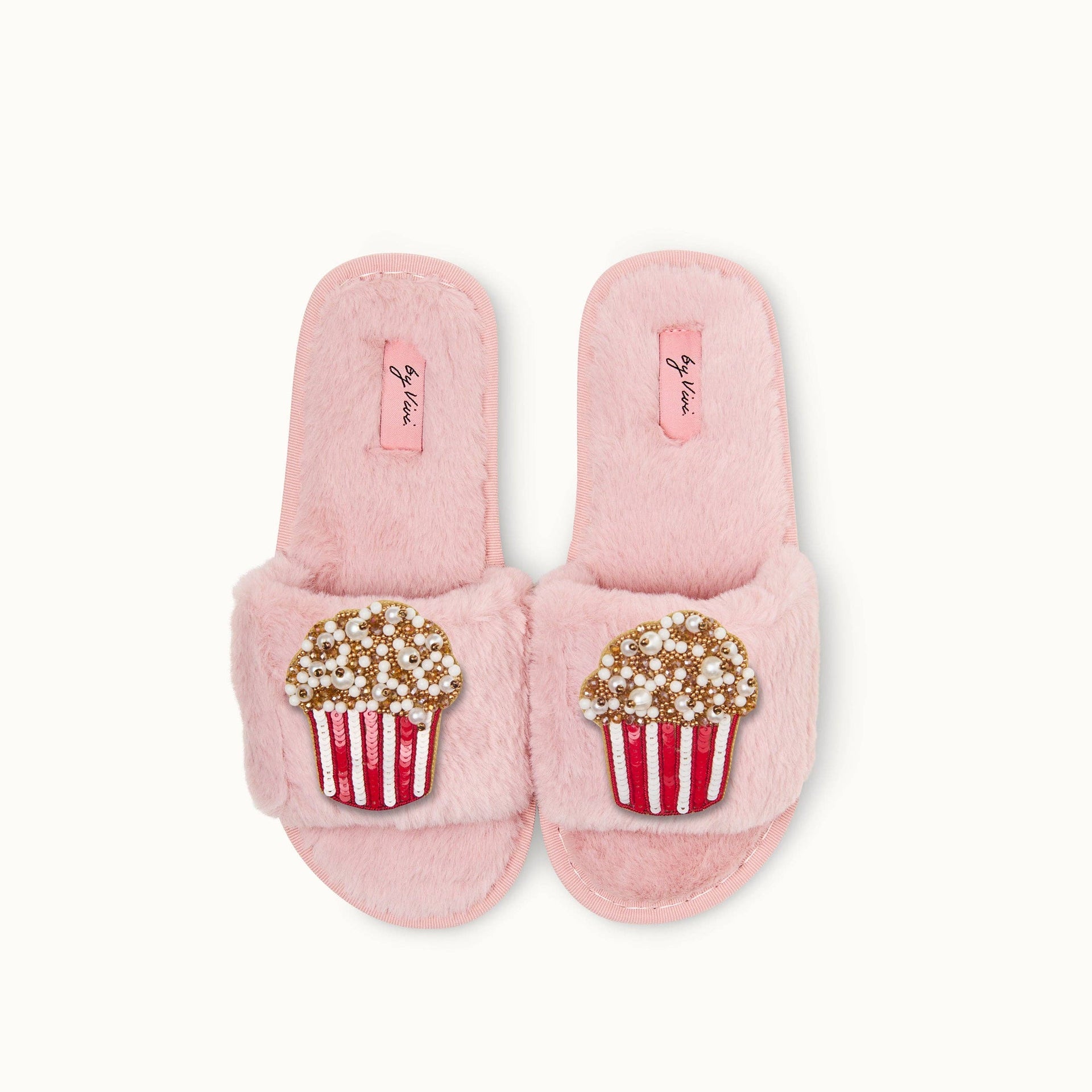 Paar Popcorn-Pantoffel-Broschen