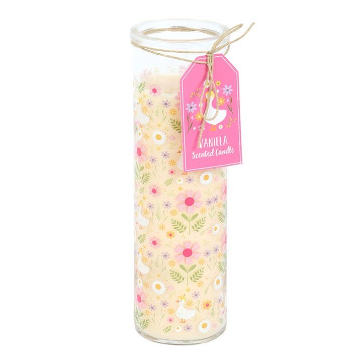 Bougie Tube Vanille à Motif Canards et Marguerites