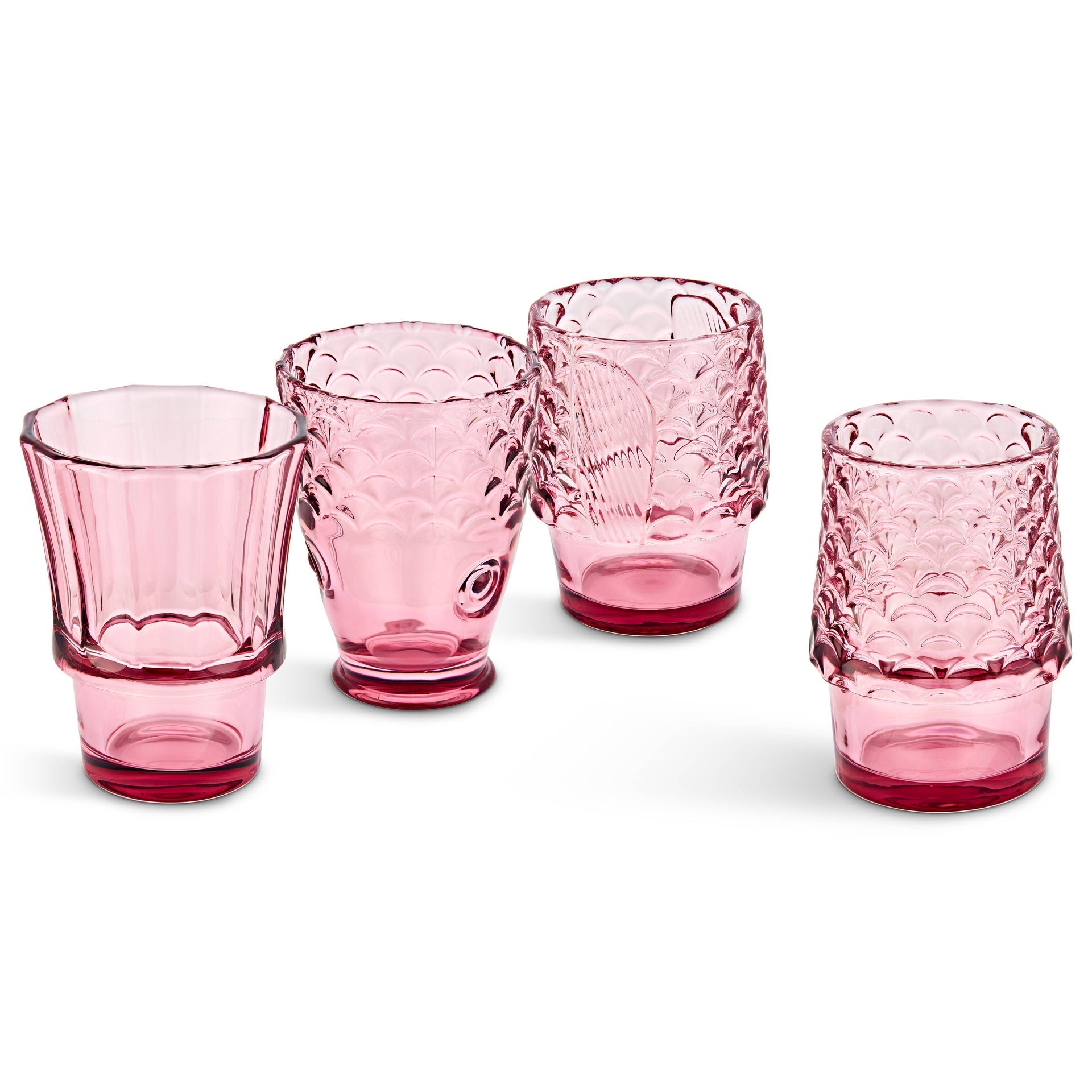 Verres à boire empilables Poisson - Lot de 4 roses