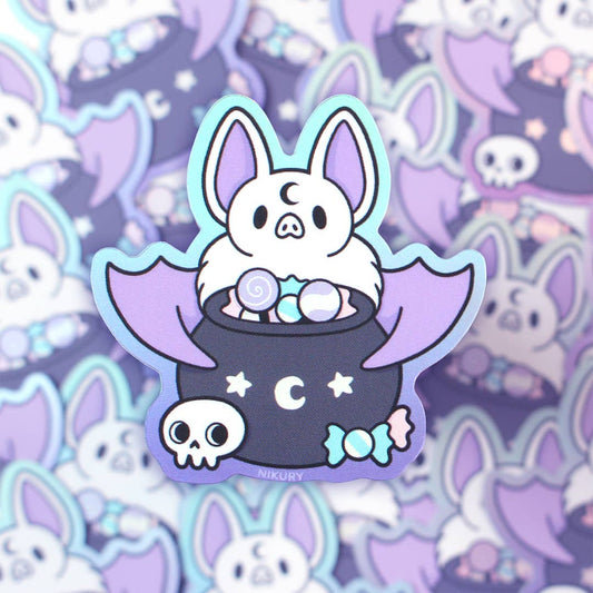 Witch Bat Holographic Sticker