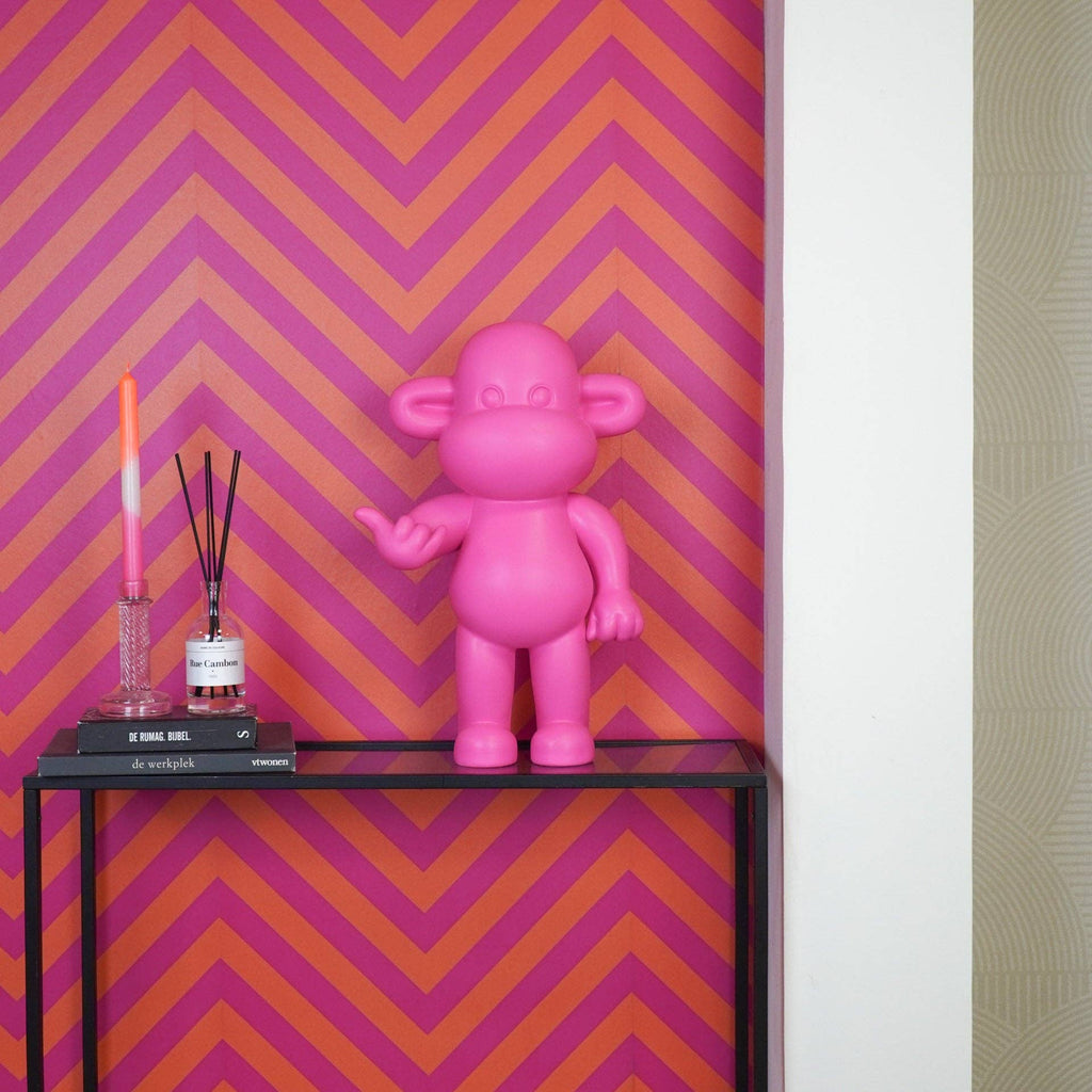 Ornement - Figurine Singe Hang Loose 'La Légende' - Résine de poly - Rose - 33x21x50cm | Design e regali originali