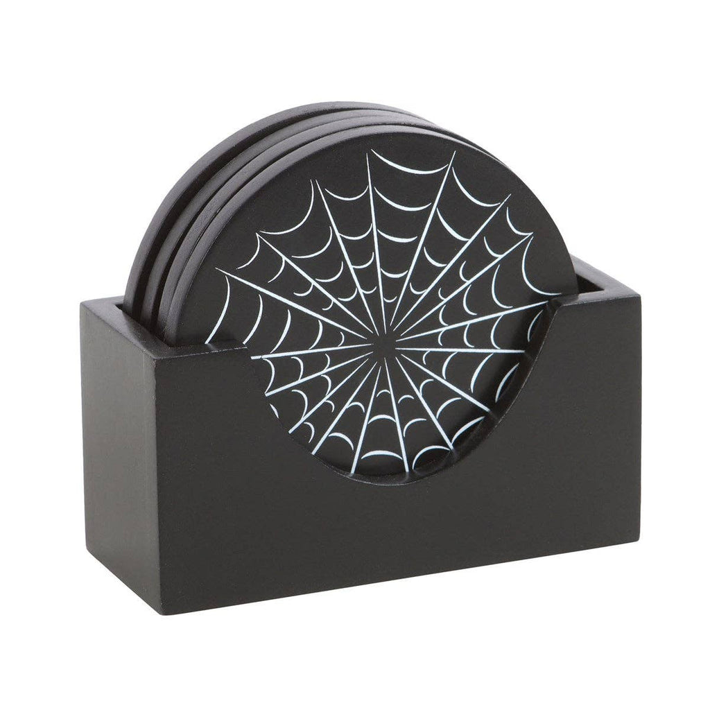 Set de 4 dessous de verre gothiques noirs avec motif toile d’araignée