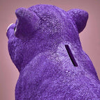 Tirelire, résine poly violette, 24 x 12 x 22,5 cm