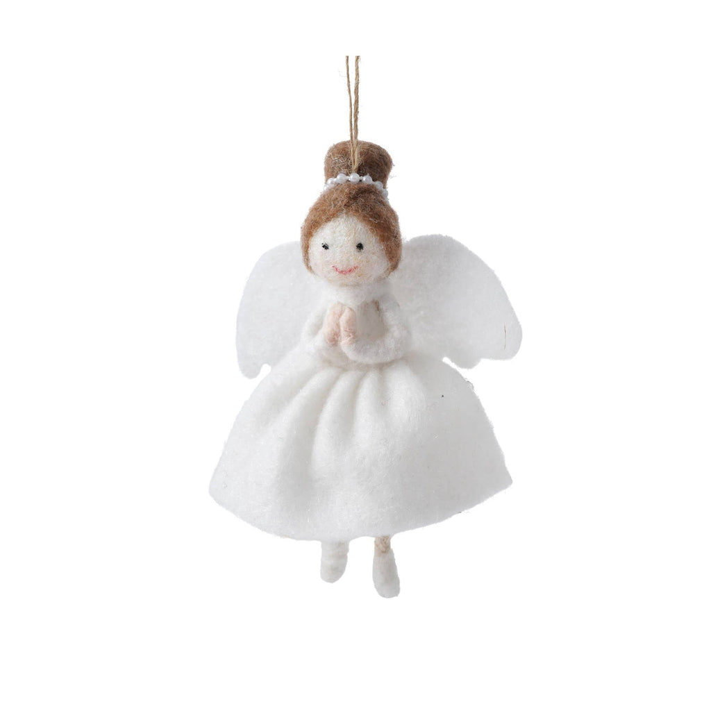 Décoration à suspendre Ange en feutre aux cheveux bruns | Design e regali originali