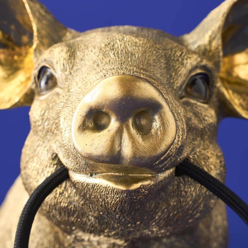 Lampe de table Cochon doré