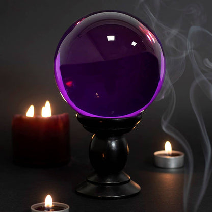 Grande Boule de Cristal Violette sur Support