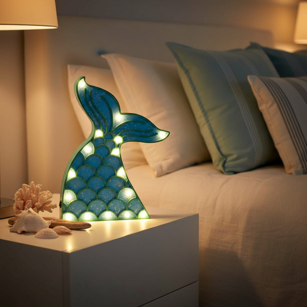 Figurines Lumineuses en Bois Sirène & Coquillage Helio Ferretti Vue 2