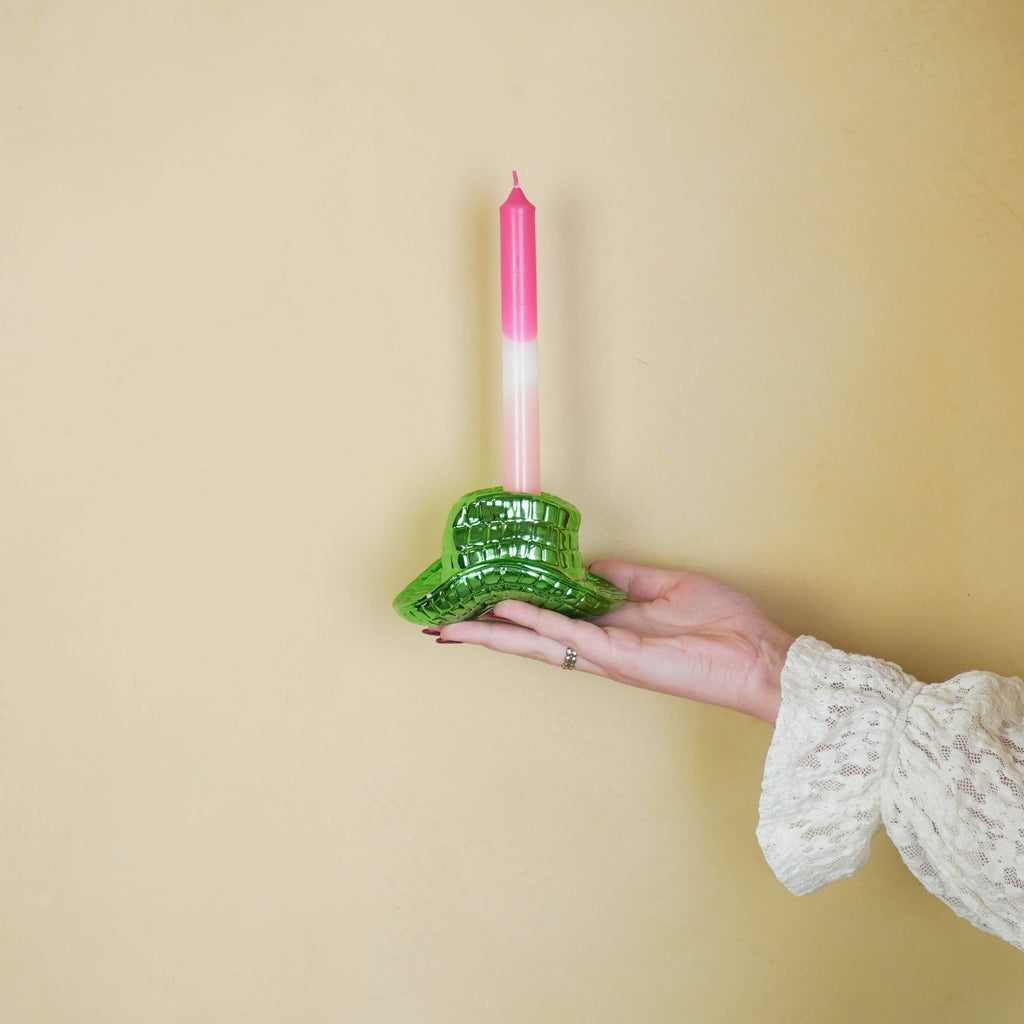 Bougeoir - Chapeau de cowboy - Vert - 13,5x11x7 cm | Design e regali originali