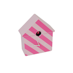 Horloge - Horloge murale coucou - Motif rayé/Rose - 24x27x9cm