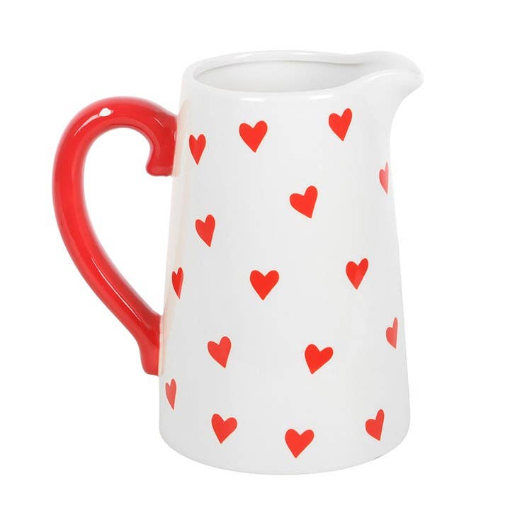 Ceramic Carafe with Heart Print