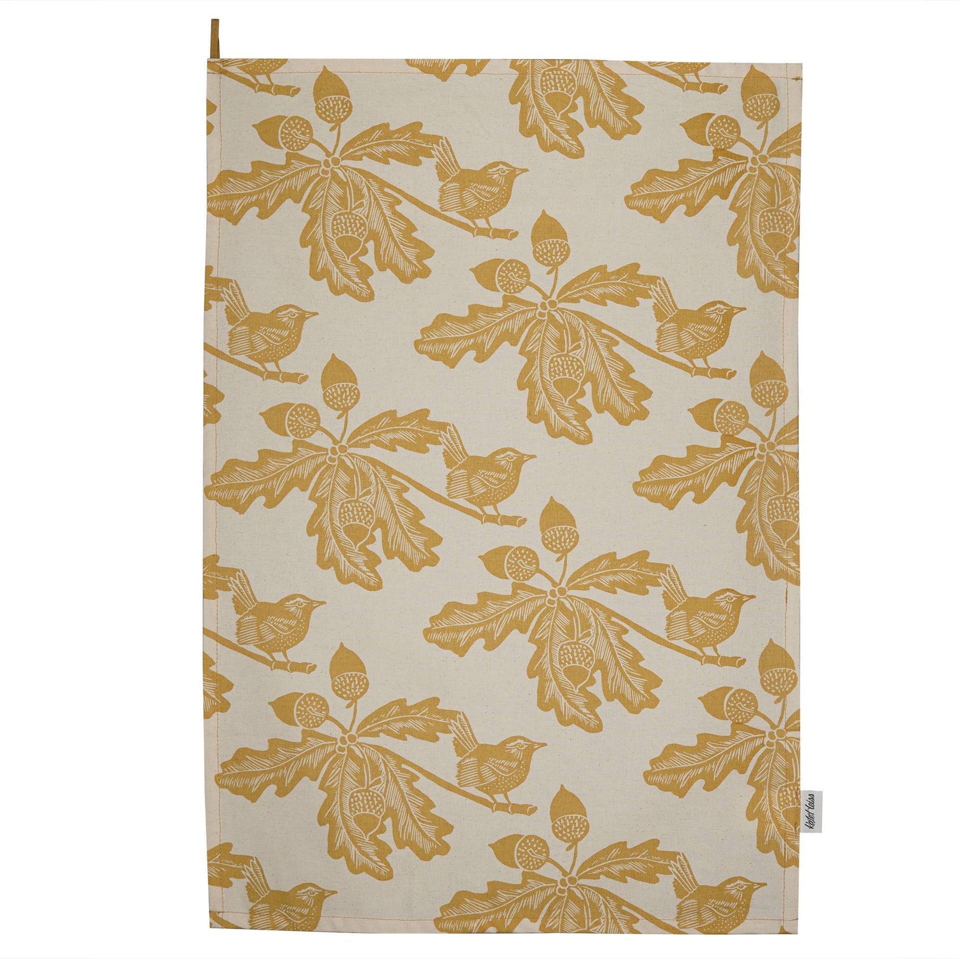 Woodland tea towel - ochre leaf
