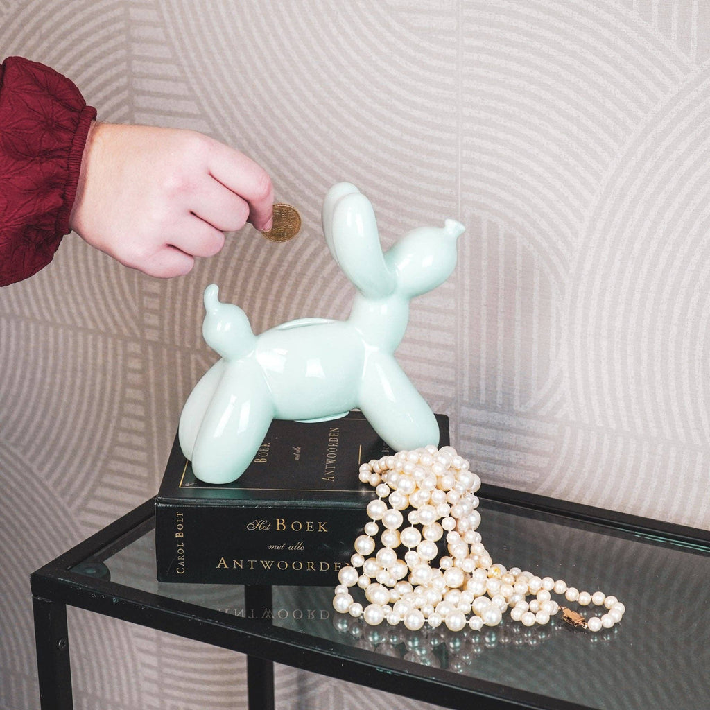 Ornement - Tirelire Chien Ballon - Vert menthe - 17x7x17cm | Designproducten en originele cadeaus