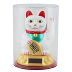 Chat chanceux solaire blanc 18cm