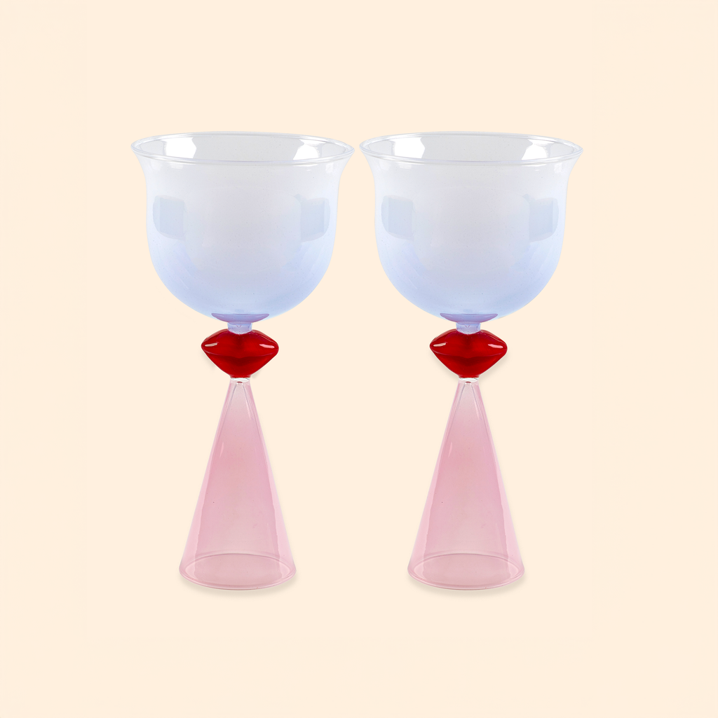 Verres à vin teintés lèvres - Ensemble de 2