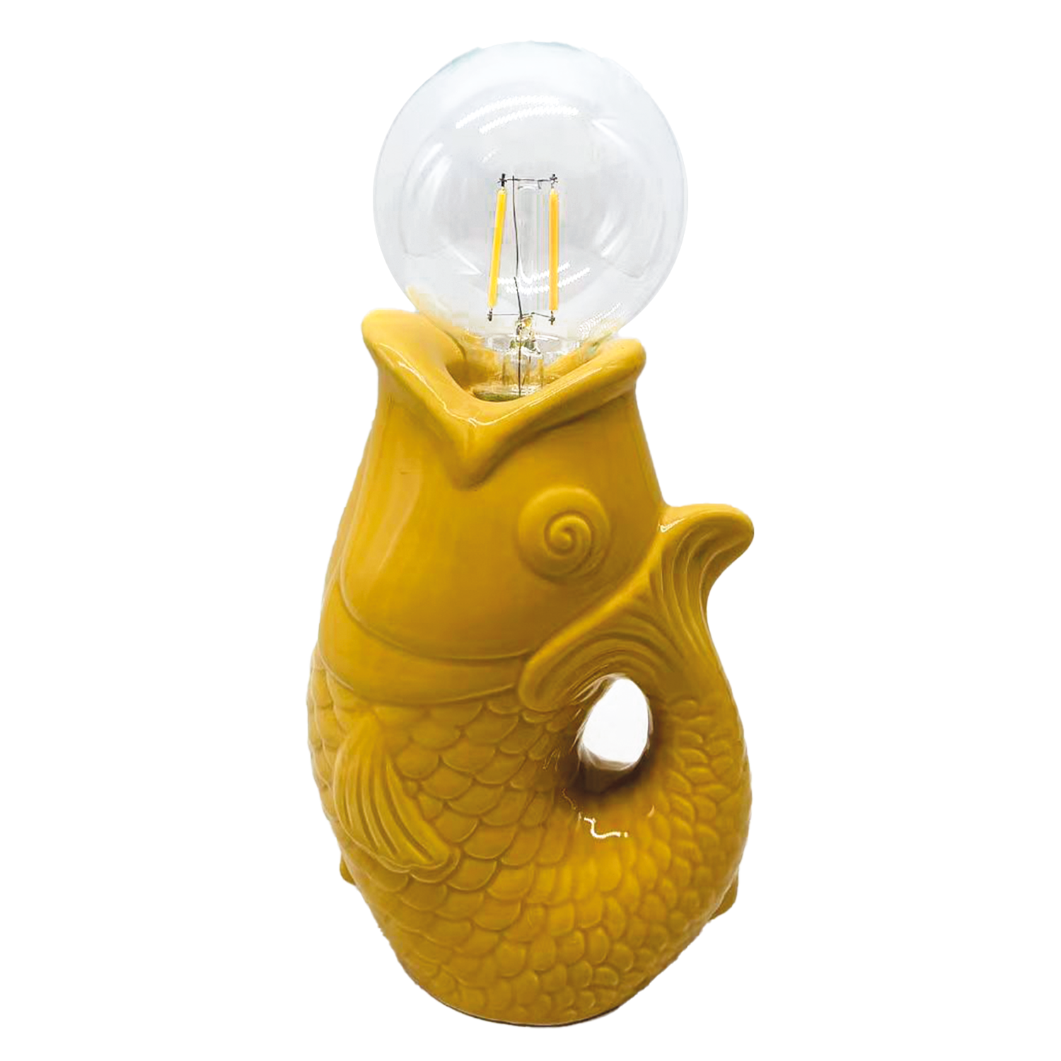 Déco LED poisson safran à piles L13,5 P8,2 H27cm