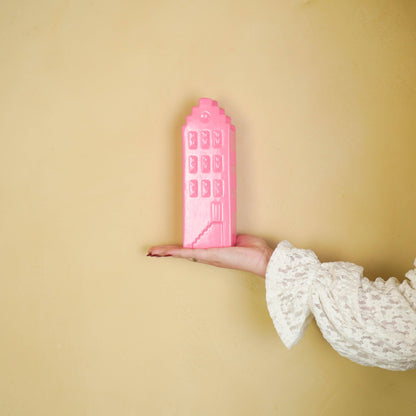 Flower vase - Home vase - Ceramic - Neon pink - 7.5x6x23 cm