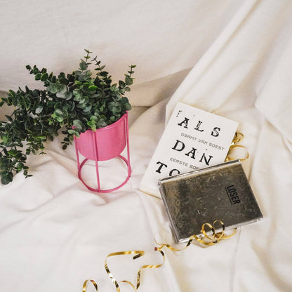 Porte-plante - Métal - Rose - 11x11x19cm