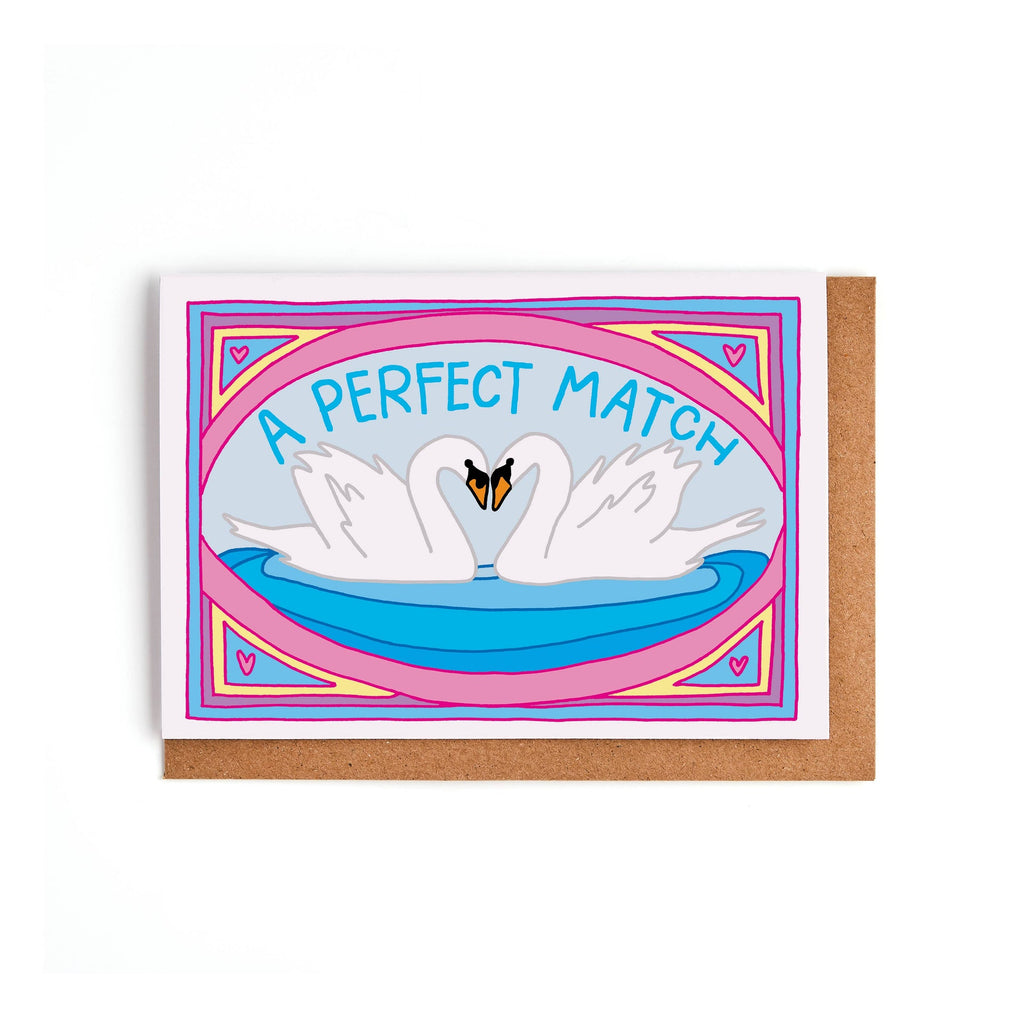 Petite Carte de vœux Cygnes "A Perfect Match" | Oggetti di design e regali originali