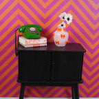 Vase - Flower Vase with Ribbons - Pink/Orange - 14x14x19cm