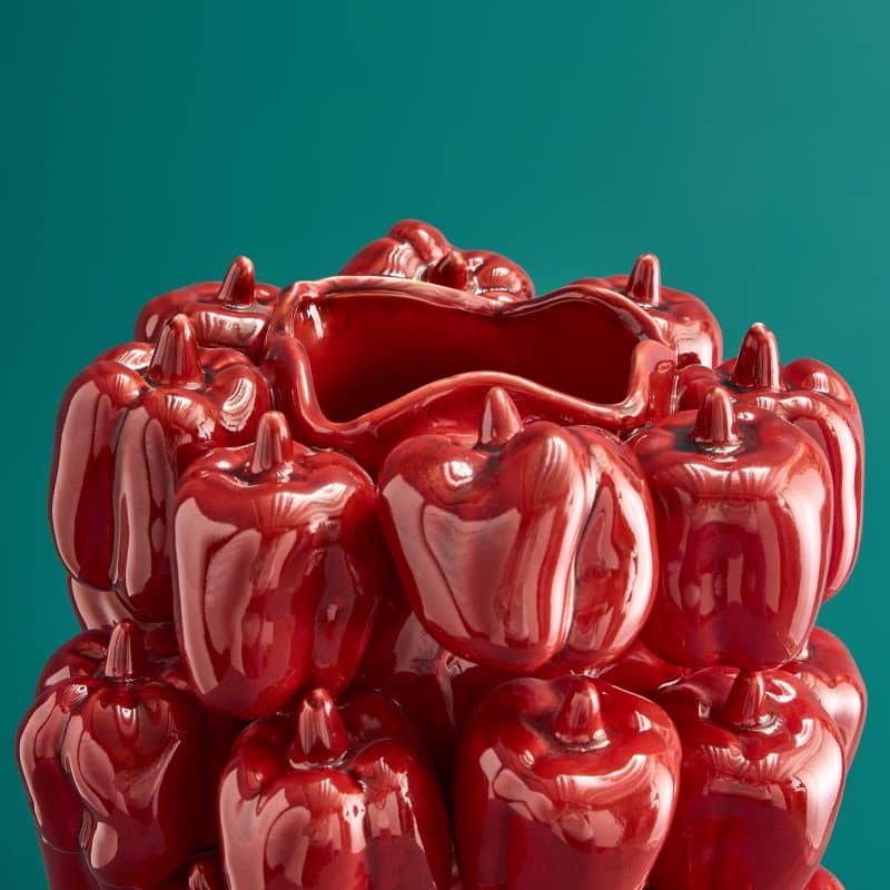 Vase Paprika Rouge, Grès, 25 x 25 x 31 cm Fait main