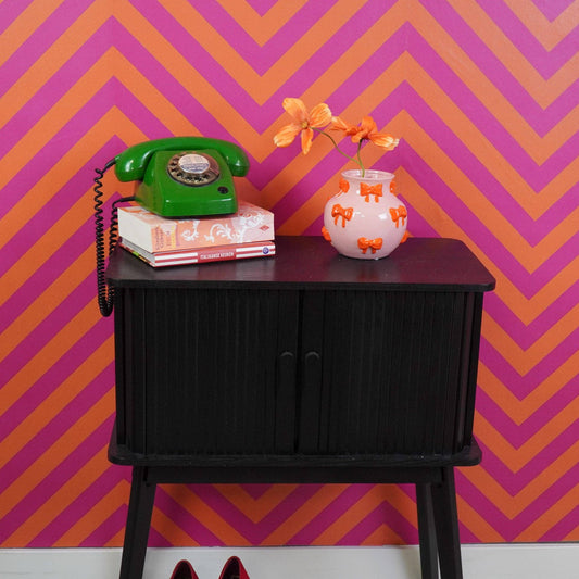 Vase - Vase à fleurs Rubans - Rose/Orange - 14,5x14,5x13cm