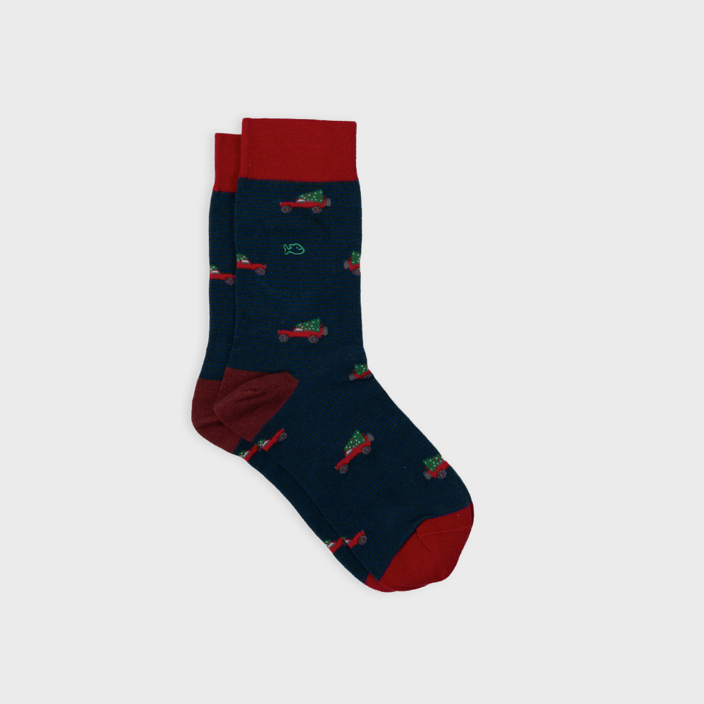 Chaussettes en Coton Peigné à Motifs Jeep de Noël
