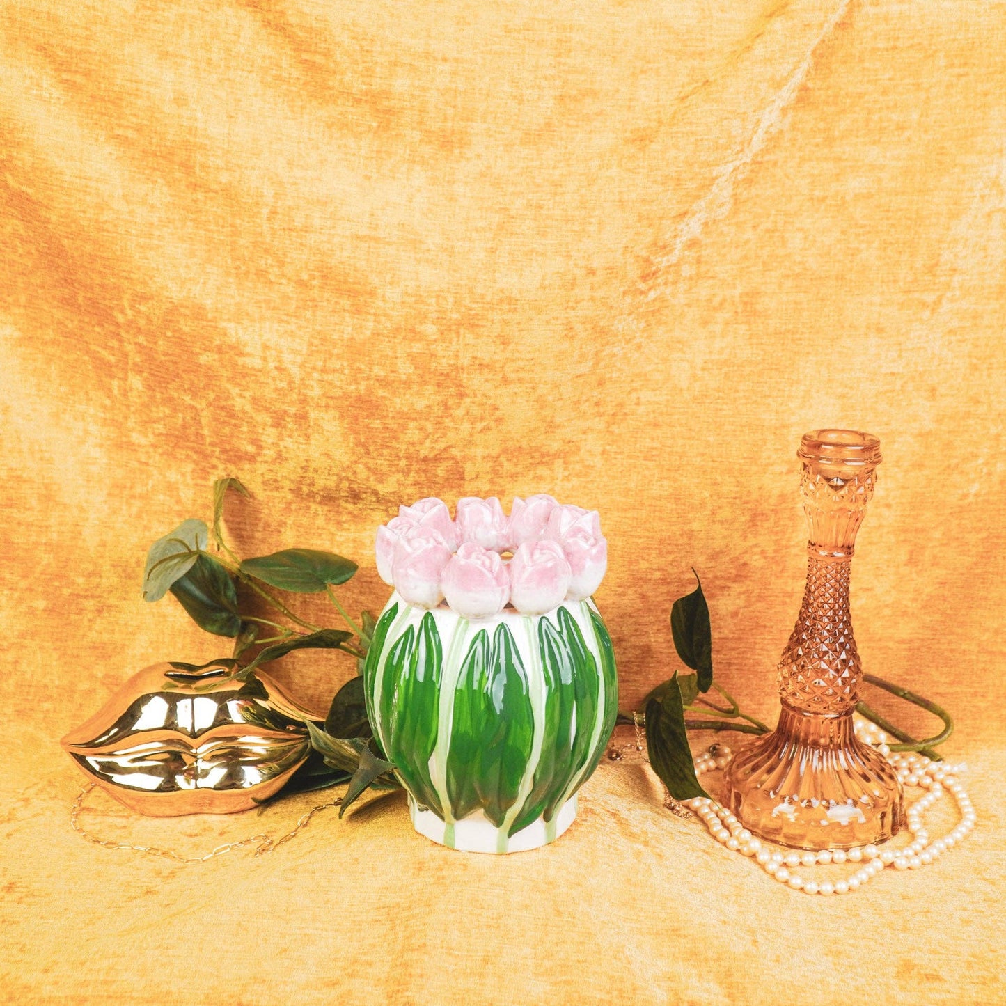 Tulip Vase - Light Pink/Green