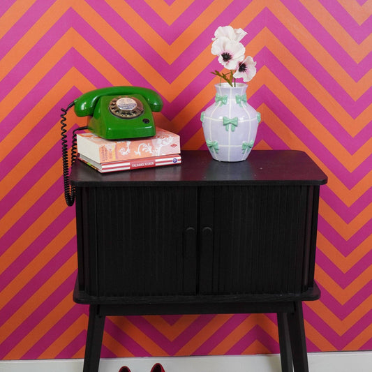 Vase - Vase à fleurs Rubans - Lilas/Menthe - 14x14x19cm