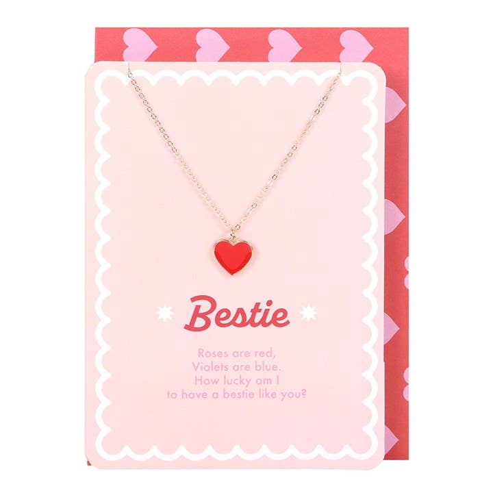 Collier Cœur en Émail Meilleure Amie Carte de Vœux de la Saint-Valentin