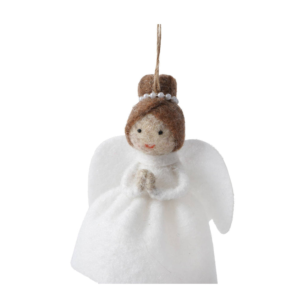 Décoration à suspendre Ange en feutre aux cheveux foncés | Design e regali originali