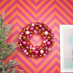 Weihnachtskranz - Christbaumkugeln - Rosa/Orange