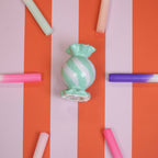Bougeoir - Bonbon Ronde Toffee - Céramique - Menthe/ Lilas - 8,5x8,5x13 cm