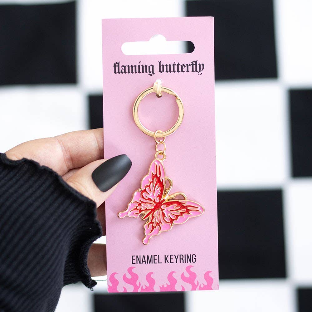 Flaming Butterfly Keychain