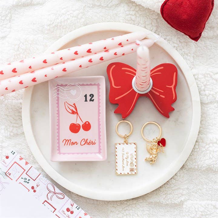 Ensemble de 3 bougies coniques Cœur d'amour pour la Saint-Valentin