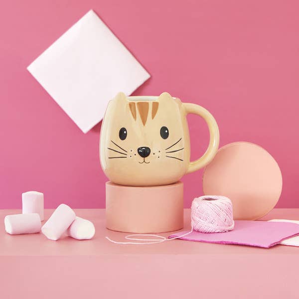 Tasse rund orange Katze