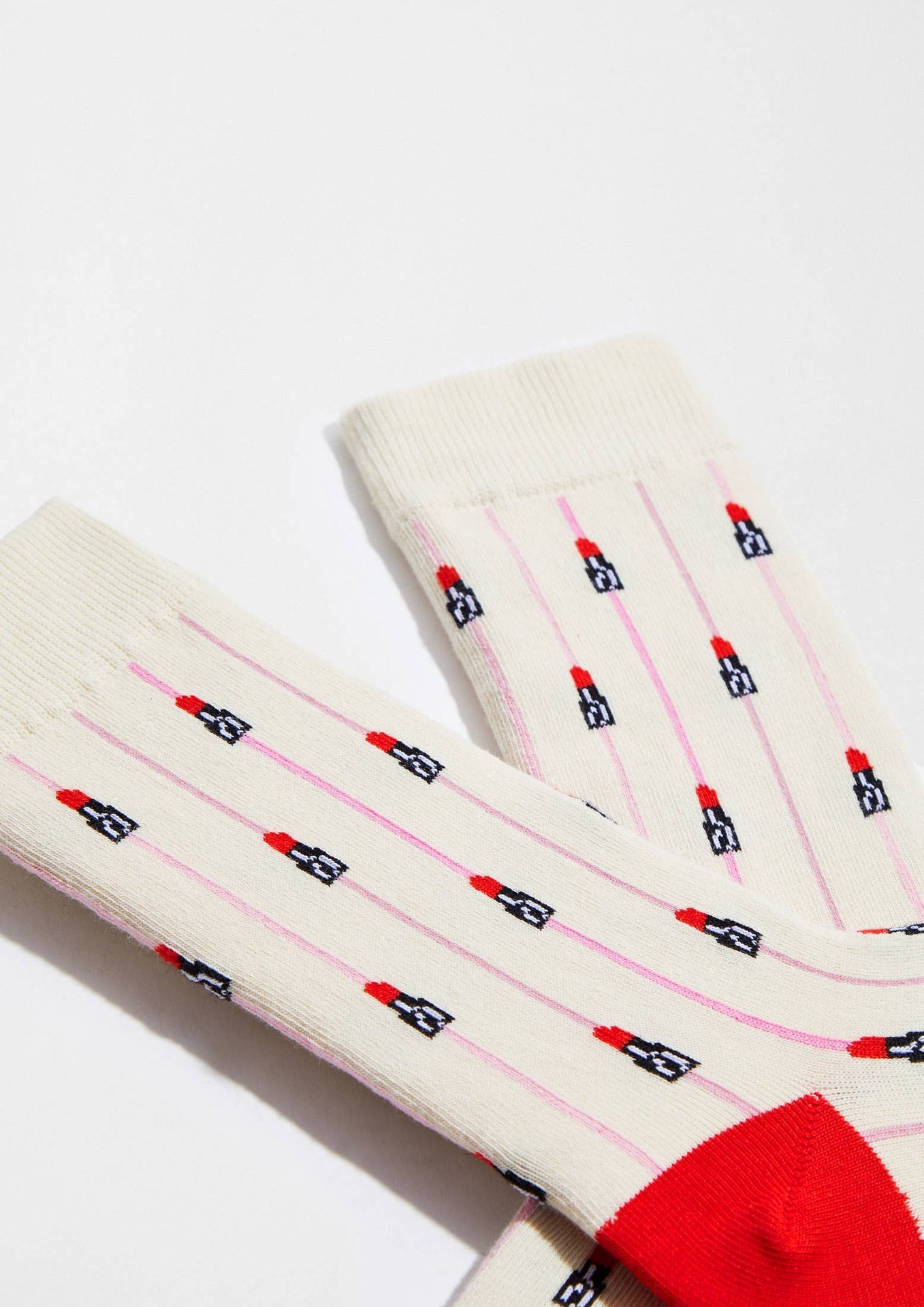 Chaussettes BeEmilyInParis Rouge à lèvres Beige | Design e regali originali