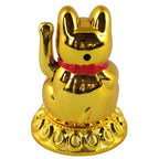 Chat chanceux solaire doré 8cm