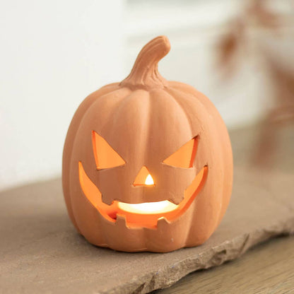 12.5 cm terracotta Halloween pumpkin decoration