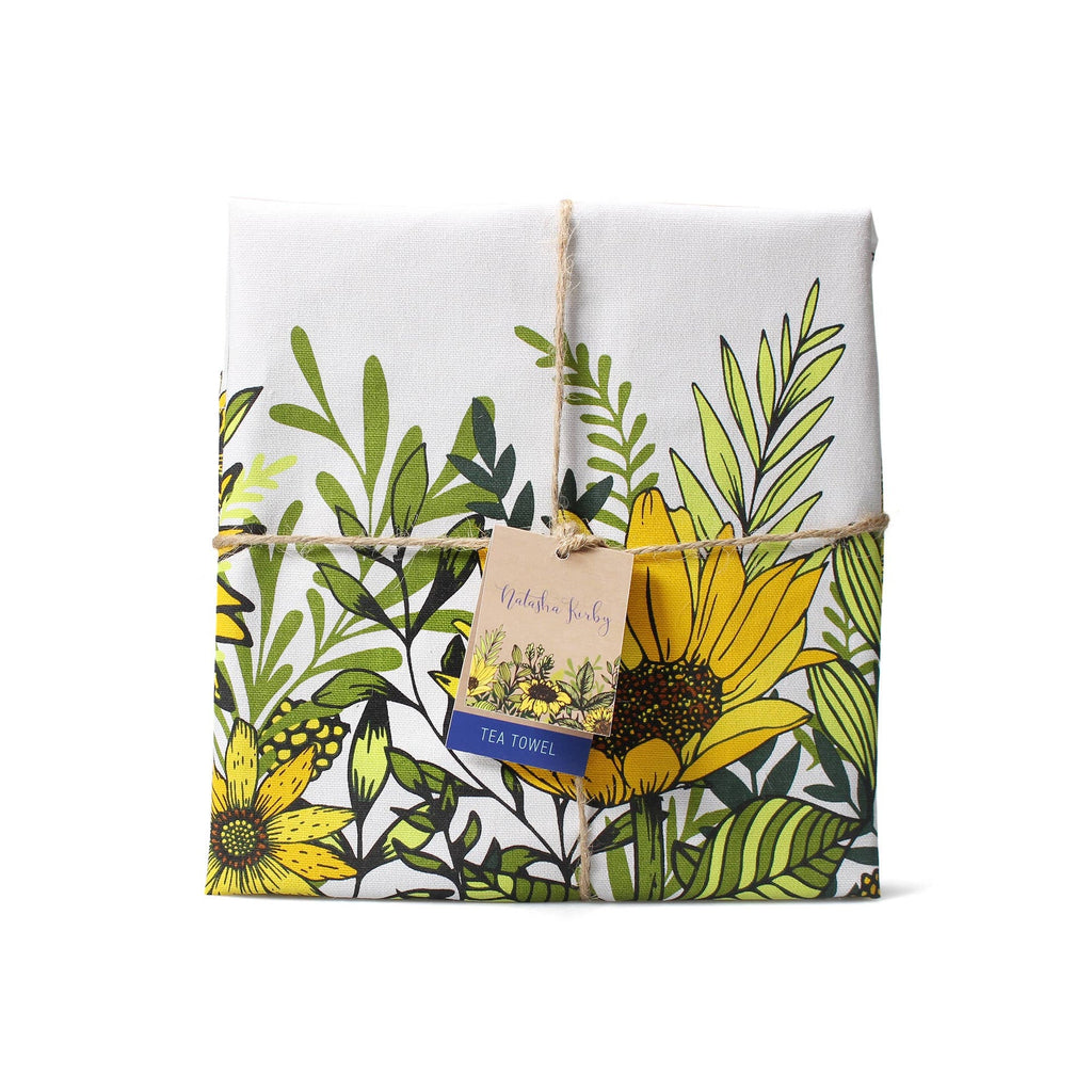 Recycled Cotton Tea Towel Bag Sunflowers Bee Honey