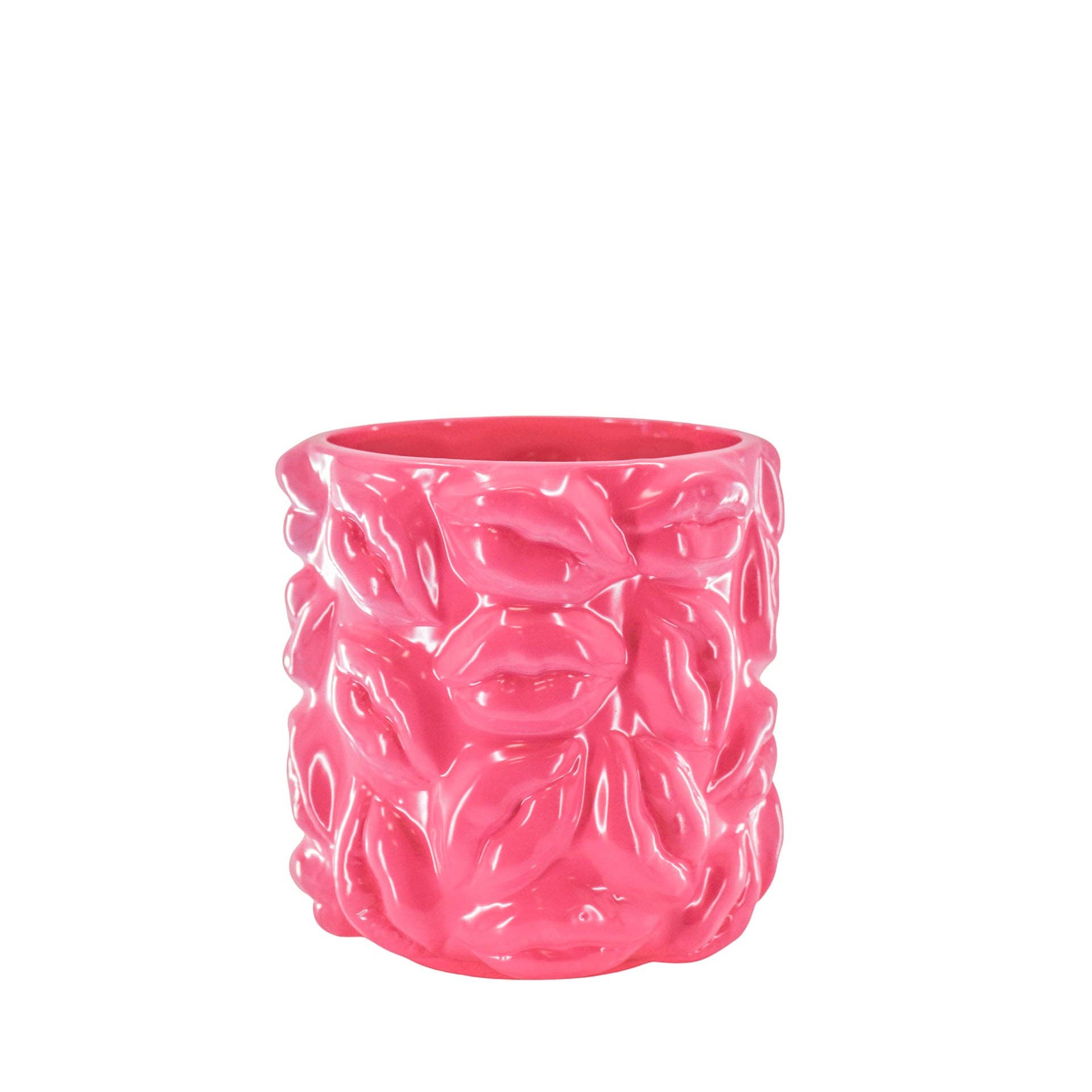 Topf – Küsse – Keramik – Neonpink – 17,5 x 17,5 x 17,5 cm